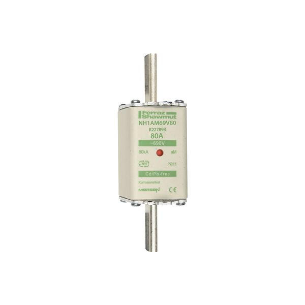 Fuse-link NH1 aM 690VAC 80A live tags Double indicator image 1