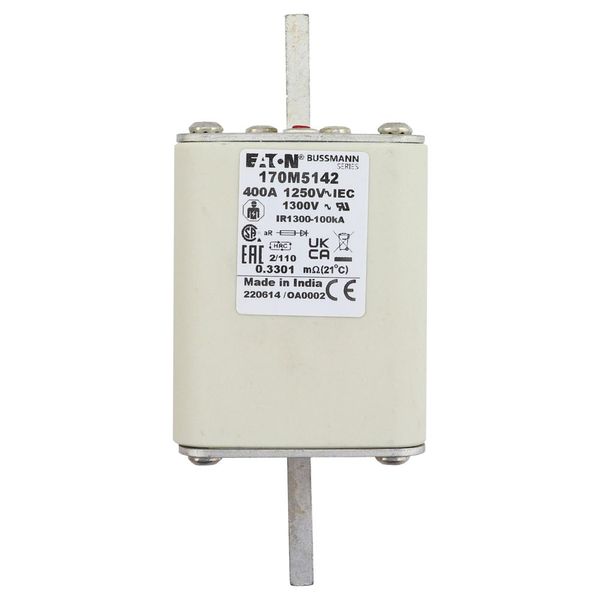 Fuse-link, high speed, 400 A, AC 1250 V, size 2, 61 x 75 x 138 mm, aR, DIN, IEC, single indicator image 11