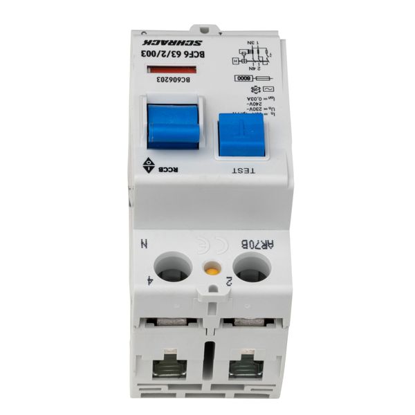 Residual current circuit breaker 63A, 2-p, 30mA,type AC, 6kA image 2