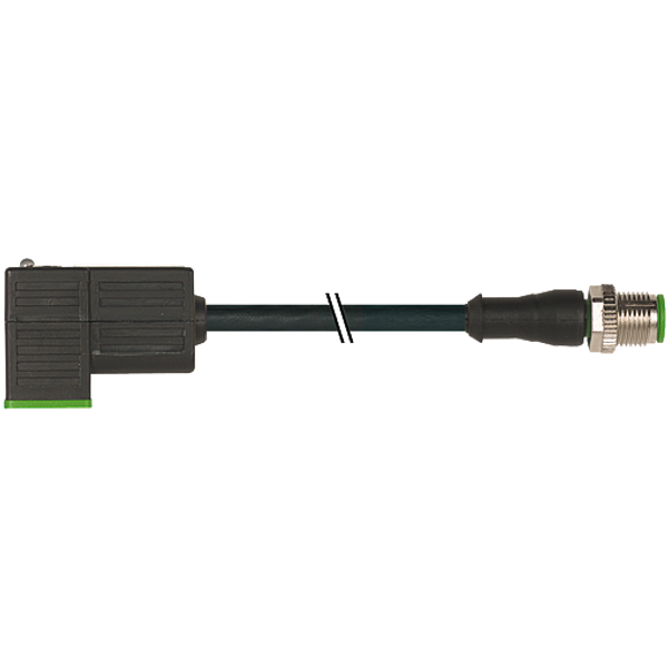 M12 male 0° A-cod./MSUD valve  CI-9.4mm PUR 3x0.75 bk+rob+drag-ch 2.5m image 1