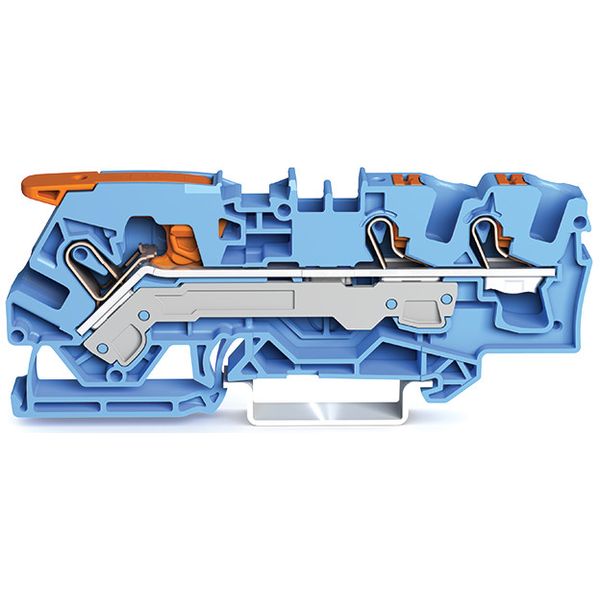 3-conductor through terminal block with lever and push-button 6 mm² bl image 3