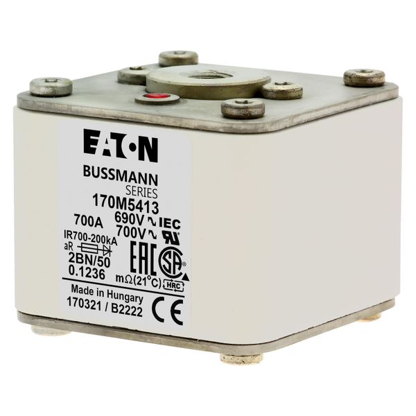 Fuse-link, high speed, 700 A, AC 690 V, size 2, 61 x 77 x 51 mm, aR, IEC, UL, single indicator image 12