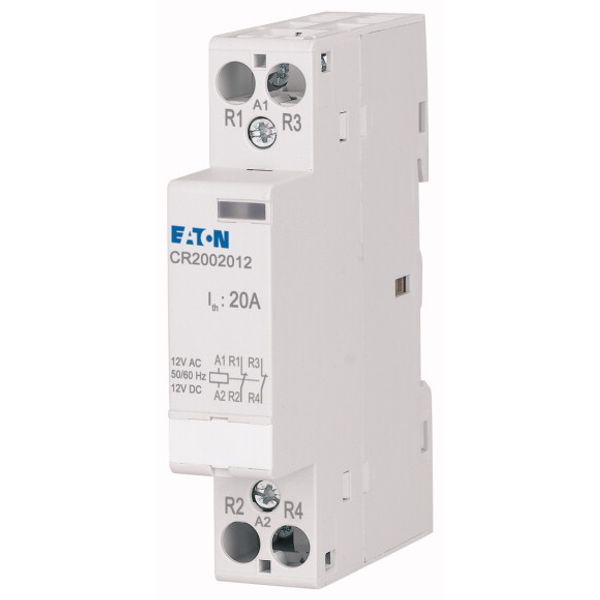 Installation contactor, 20A, 12V AC/DC, 2NC image 2
