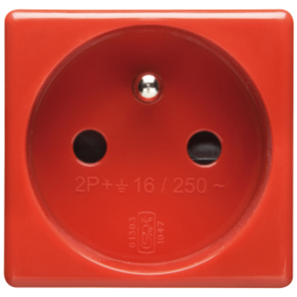 FRENCH STANDARD SOCKET-OUTLET 250V ac - FOR DEDICATED LINES - 2P+E 16A - 2 MODULES - RED - SYSTEM image 1