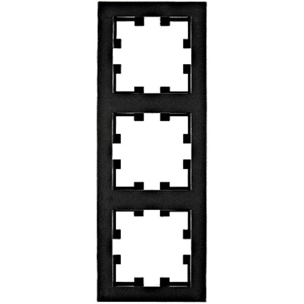 Three gang frame, Design CUBIC, black image 1