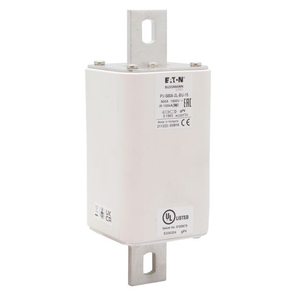 Fuse-link, high speed, 500 A, DC 1500 V, 3L, 75 x 205 mm, gPV, IEC, UL, without indicator, bolted contacts image 7