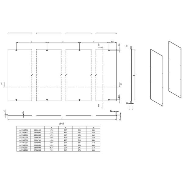 Side panels (pair) H=1800 D=500 mm sheet steel RAL7035 image 4