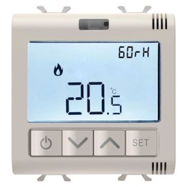 CONNECTED THERMOSTAT WITH HUMIDITY MEASURE - ZIGBEE - 100-240 V ac 50/60 Hz - NA  5A (AC1) 240  V ac - 2 MODULES - SATIN NATURAL BEIGE - CHORUSMART image 1