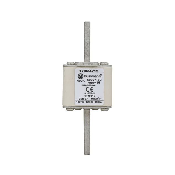 Fuse-link, high speed, 400 A, AC 690 V, DIN 1, 53 x 66 x 138 mm, aR, DIN, IEC, type T indicator image 9