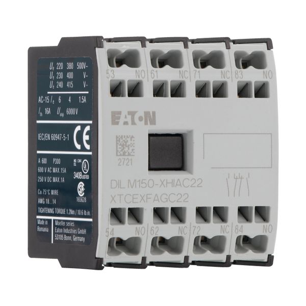 Auxiliary contact module, 4 pole, Ith= 16 A, 2 N/O, 2 NC, Front fixing, Spring-loaded terminals, DILMC40 - DILMC150, XHIA image 14