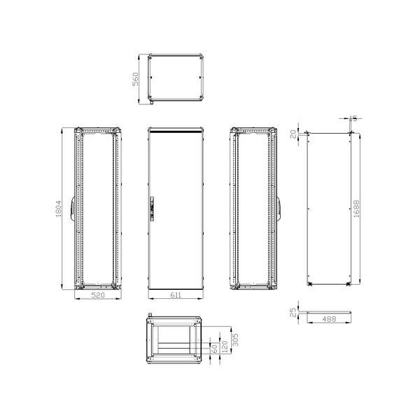 Modular enclosure 1 door IP55 H=1800 W=600 D=500 mm image 3