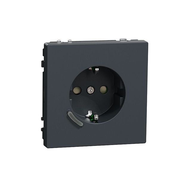 Connected SCHUKO socket 16A, system design, thermoplastic painted, anthracite image 1