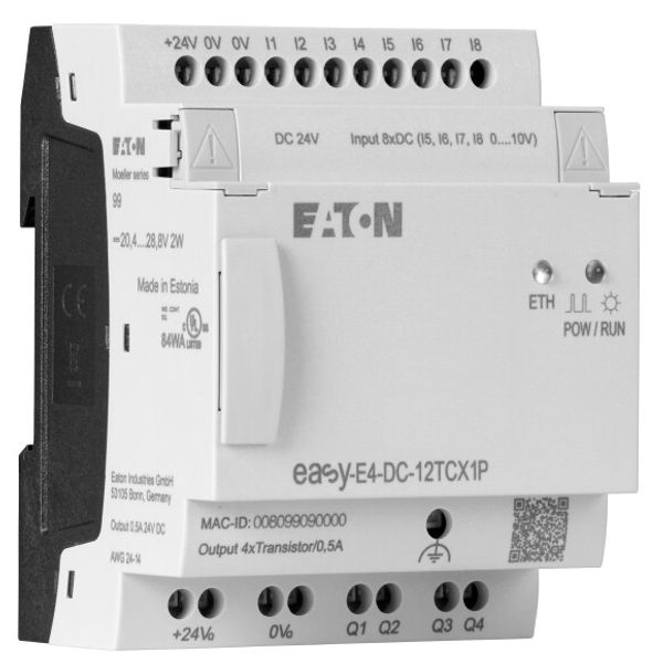 Control relays, easyE4 (expandable, Ethernet), 24 V DC, Inputs Digital: 8, of which can be used as analog: 4, push-in terminal image 4