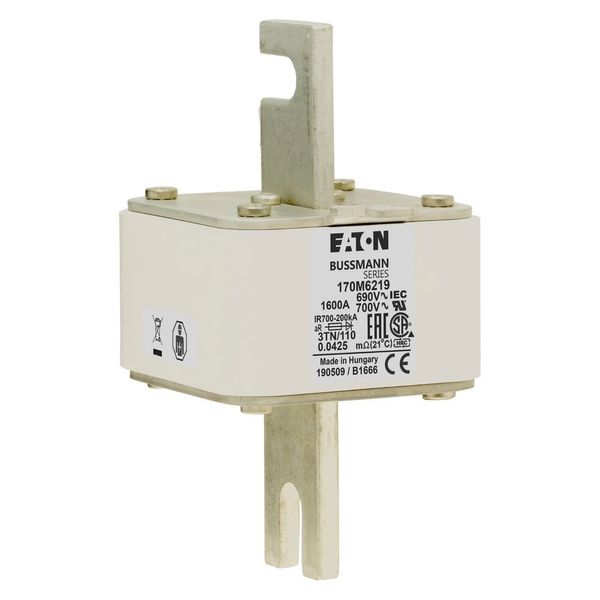 Fuse-link, high speed, 1600 A, AC 690 V, DIN 3, 76 x 90 x 139 mm, aR, DIN, IEC, type T indicator image 11