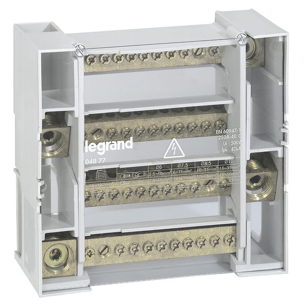 Monobloc modular distribution block - 4P - 250 A - 12 connections image 1