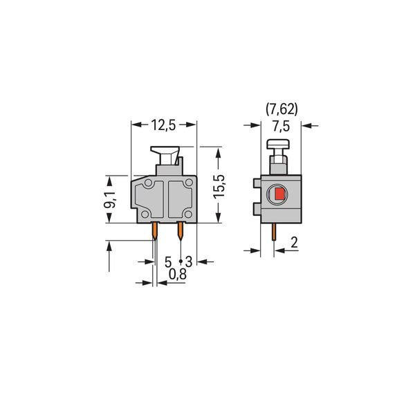 Stackable PCB terminal block push-button 1.5 mm² gray image 3