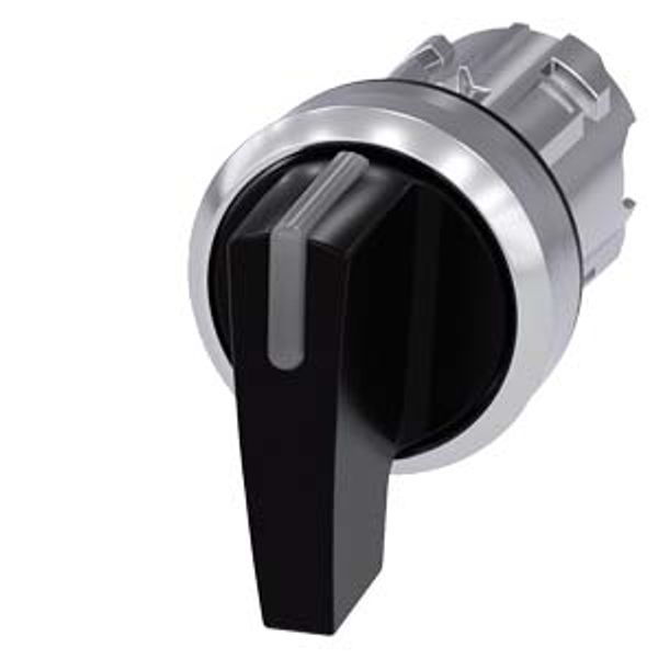 Illuminable selector switch, 22 mm, round, metal shiny, black, Selector switch long, 3 switch  3SU1052-2CL10-0AA0-Z X90 image 1