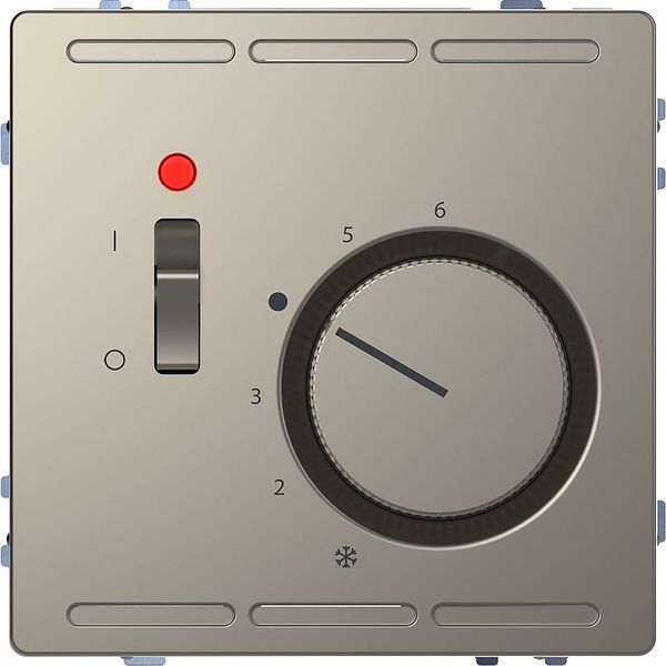 Room temperature controller 24 V with switch and central plate, nickel metallic, system design image 1