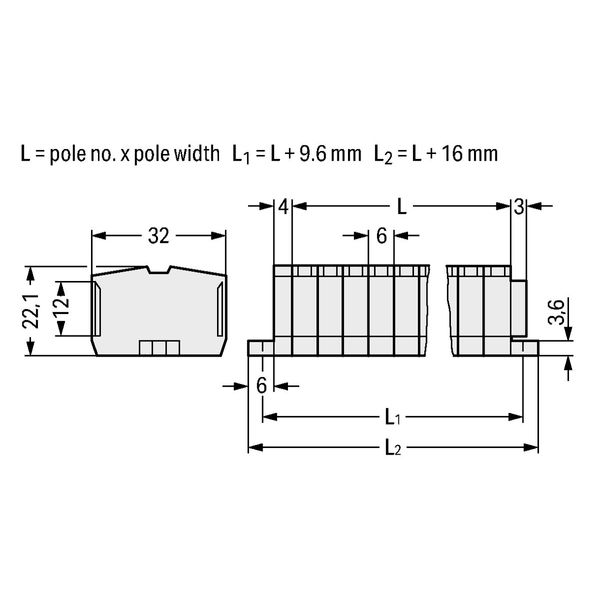 2-conductor terminal strip without push-buttons suitable for Ex e II a image 2