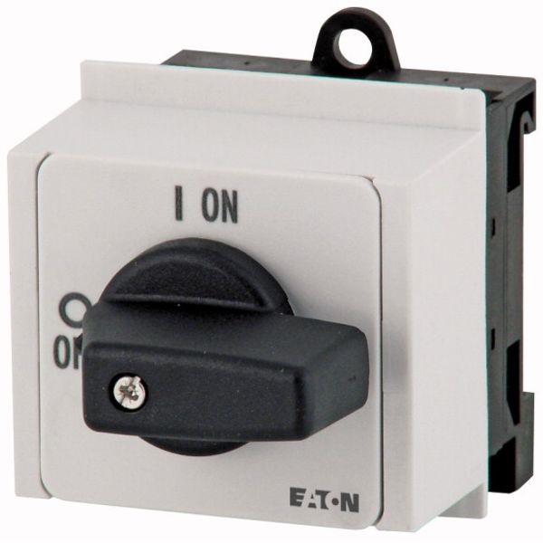 On-Off switch, P1, 32 A, service distribution board mounting, 3 pole, 1 N/O, 1 N/C, with black thumb grip and front plate image 1