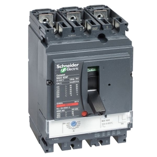 circuit breaker ComPact NSX100H, 70 kA at 415 VAC, MA trip unit 12.5 A, 3 poles 3d image 2