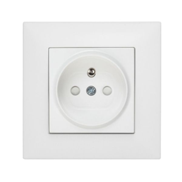 Pin socket outlet, complete, white, screw clamps image 1