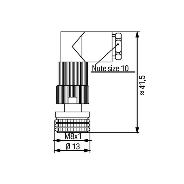 Fitted pluggable connector 3-pole M8 socket, right angle image 3