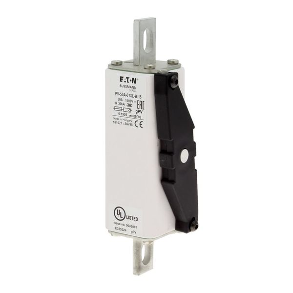 Fuse-link, high speed, 50 A, DC 1500 V, 01XL, 43 x 193 mm, gPV, IEC, UL, with indicator, bolted image 14