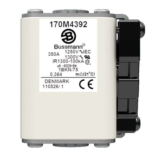 Fuse-link, high speed, 350 A, AC 1250 V, size 1, 53 x 69 x 74 mm, aR, IEC, UL, single indicator image 1