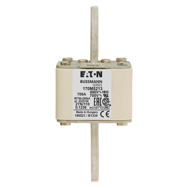 Fuse-link, high speed, 700 A, AC 690 V, DIN 2, 61 x 75 x 138 mm, aR, DIN, IEC, single indicator image 8