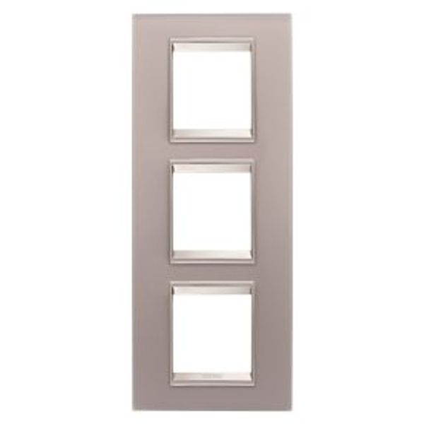 LUX INTERNATIONAL PLATE - IN GLASS - 2+2+2 MODULES VERTICAL - PERLY GRAY - INNER FRAME MATT LIGHT BRONZE - CHORUSMART image 1