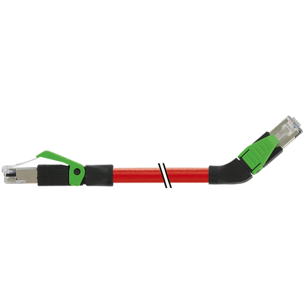 RJ45 male 0°/RJ45 male 45° left PUR 1x4xAWG22 shielded rd+dragch 12m image 1