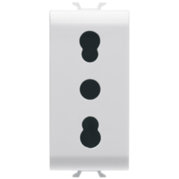 ITALIAN STANDARD SOCKET-OUTLET 250V ac - 2P+E 16A DUAL AMPERAGE - P11- P17 - 1 MODULE - GLOSSY WHITE - CHORUSMART image 1