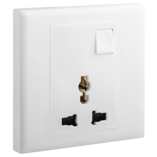 Socket 1 Gang Multistandard Switched 7X7 White, Legrand - ELOE image 1