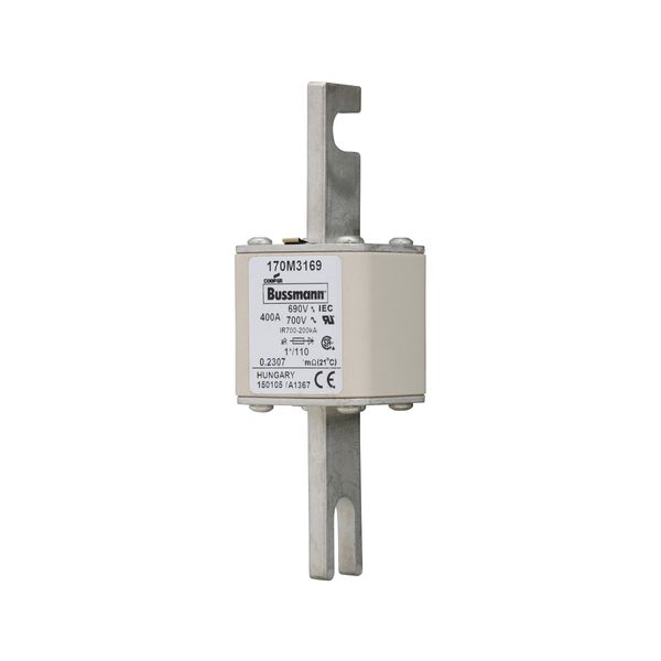 Fuse-link, high speed, 400 A, AC 690 V, compact size 1, 45 x 45 x 134 mm, aR, DIN, IEC, single indicator image 12