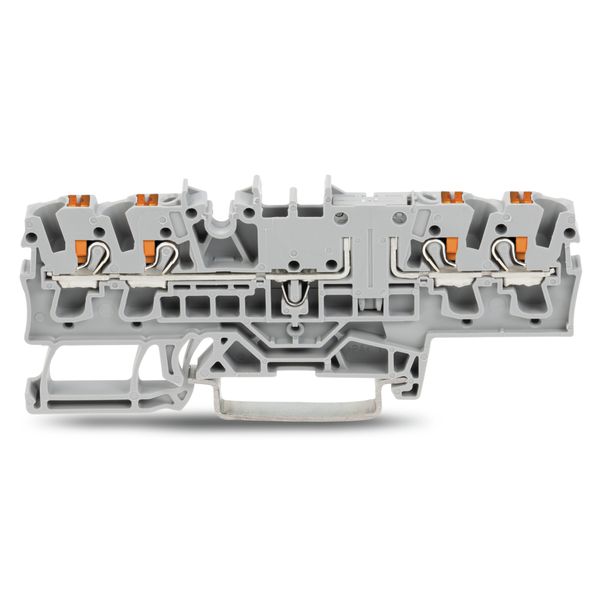 4-conductor through terminal block with push-button 2.5 mm² gray image 1