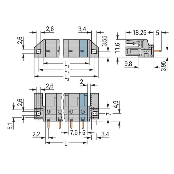 THT female header straight Pin spacing 7.5 mm gray image 2