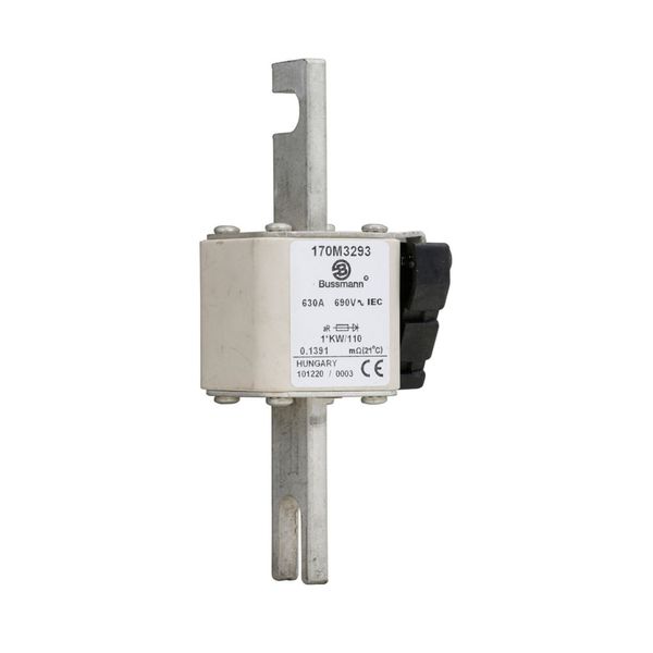 Fuse-link, high speed, 630 A, AC 690 V, compact size 1, 45 x 60 x 140 mm, aR, DIN, IEC, single indicator image 8