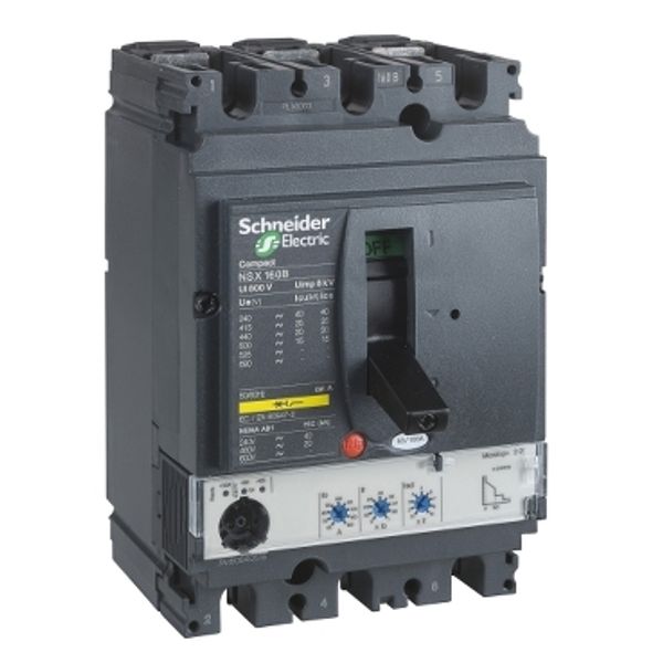 circuit breaker ComPact NSX160N, 50 kA at 415 VAC, MicroLogic 2.2 trip unit 100 A, 3 poles 3d image 2