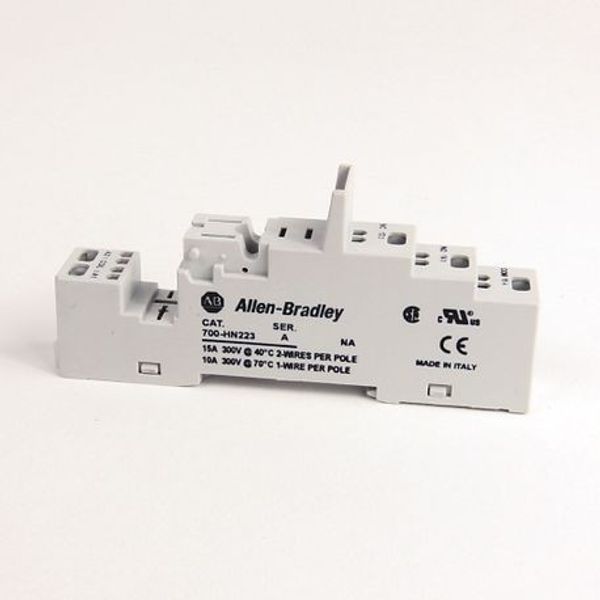 Allen-Bradley 700-HN223 Spring Clamp Terminal Socket, For 700-HK 1 Pole Relay, 5 Blade MinatureSocket, Panel or Din Rail Mounting image 1