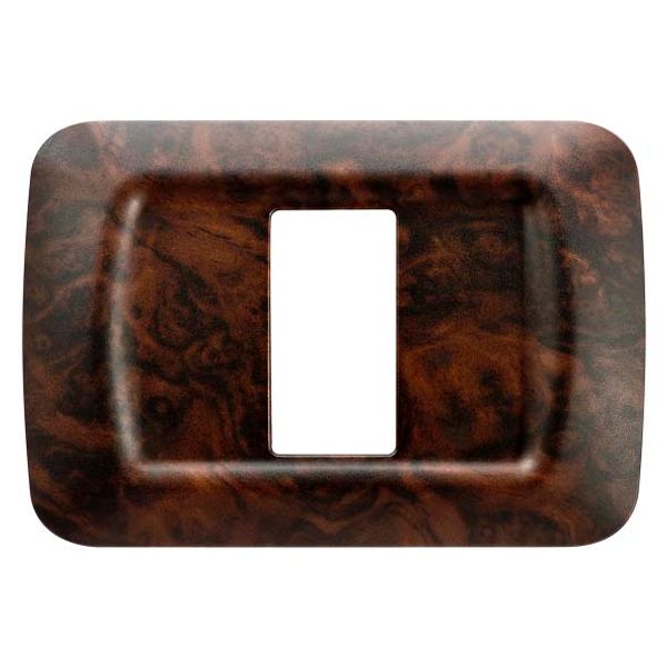 TOP SYSTEM PLATE - IN TECHNOPOLYMER - 1 GANG - ENGLISH WALNUT - SYSTEM image 2