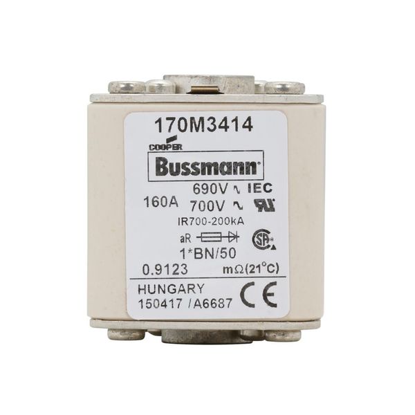 Fuse-link, high speed, 160 A, AC 690 V, compact size 1, 45 x 59 x 51 mm, aR, IEC, UL, single indicator image 13