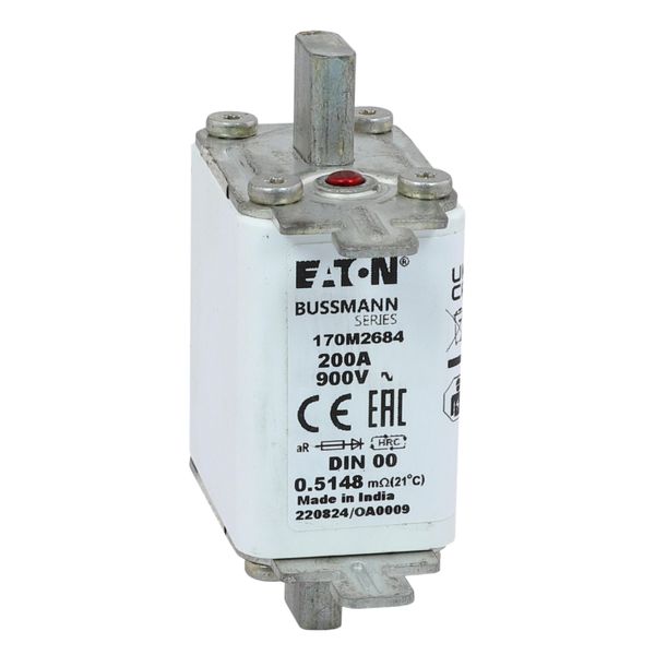 Fuse-link, high speed, 200 A, AC 900 V, DIN 00, aR, DIN, IEC, single indicator image 21