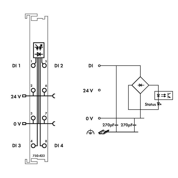 4-channel digital input 24 V AC/DC 50 ms light gray image 4