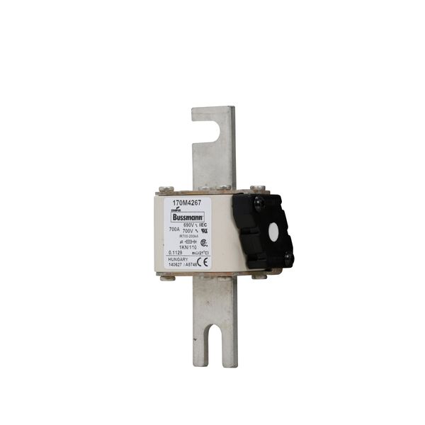 Fuse-link, high speed, 700 A, AC 690 V, DIN 1, 53 x 69 x 138 mm, aR, DIN, IEC, single indicator image 7