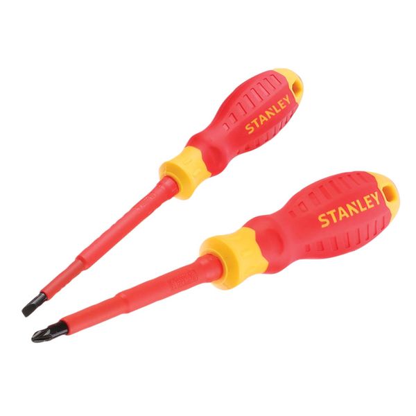 FatMax VDE Insulated Pozi & Slotted Screwdriver 2pcs Set PZ2 un PZ4 STHT60030-0 Stanley image 1