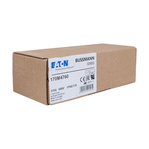 Fuse-link, high speed, 315 A, AC 690 V, size 1, 53 x 69 x 136 mm, aR, IEC, UL, single indicator image 10