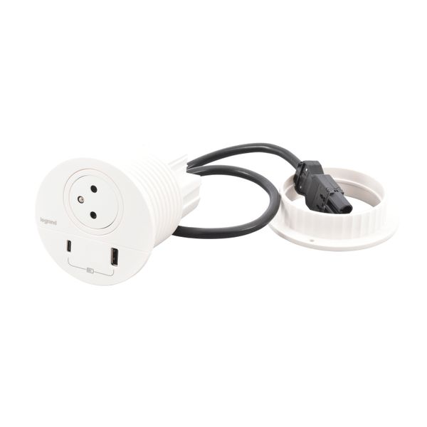 Incara Disq80 with 1 F/B socket, 1 USB A+C 15W and 1 0.5m cord with GST18 connector - white image 1