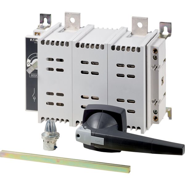 DC switch disconnector, 800 A, 2 pole, 1 N/O, 1 N/C, with grey knob, rear mounting image 3