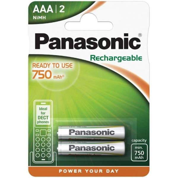 PANASONIC R2U P03 AAA 750mAh BL2 DECT (HHR-4MVE) image 1